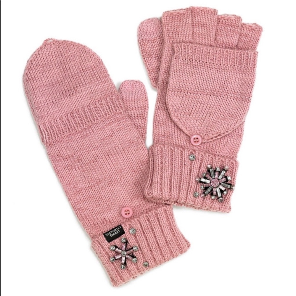 VS Blush Pink Convertible Gloves, New with Tags
